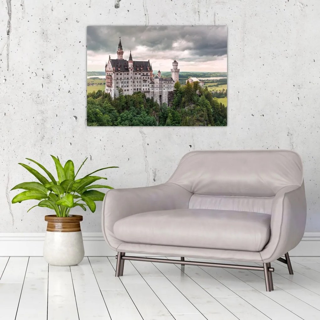 Tablou pe sticlă - Castelul pe stânci (70x50 cm)