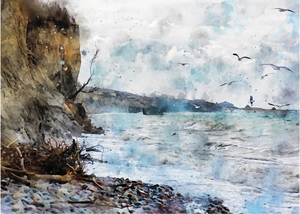 Tablou pe sticlă - Recif, acuarelă (70x50 cm)