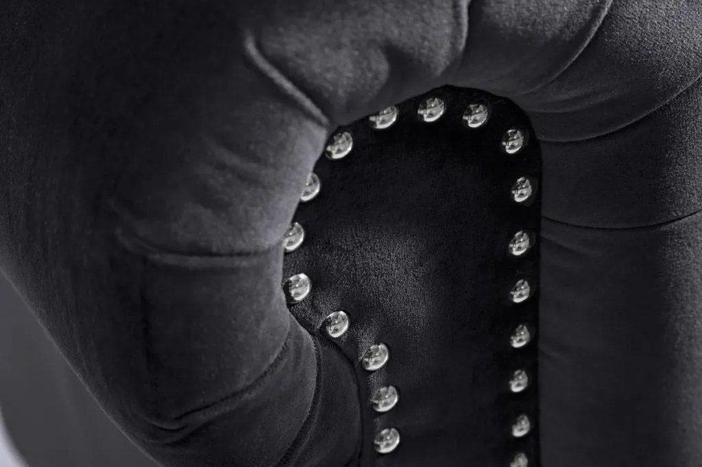 Canapea clasica stil englezesc Chesterfield 3 locuri, catifea neagra