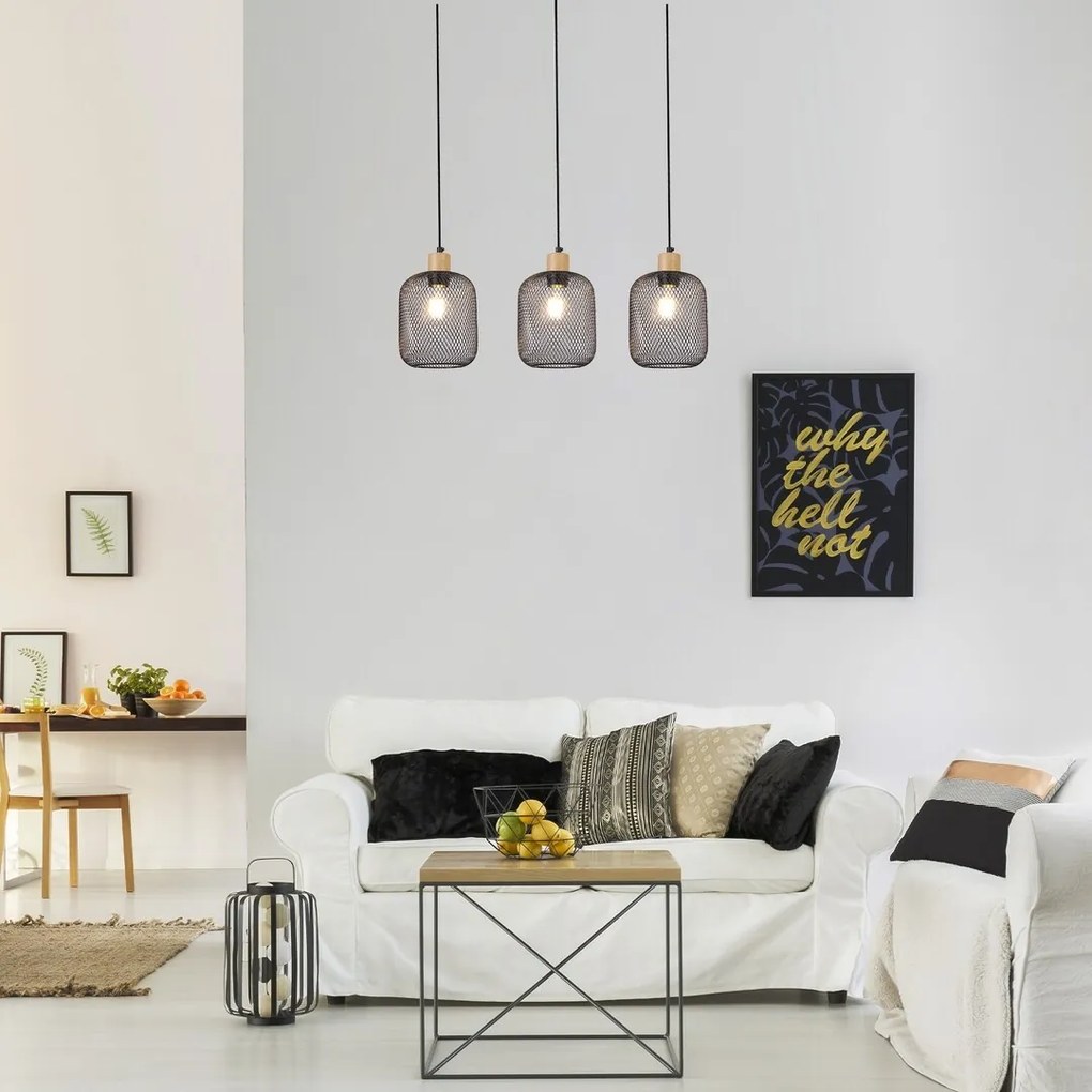 Lustra suspendata cu 3 pendule design industrial Grendel negru