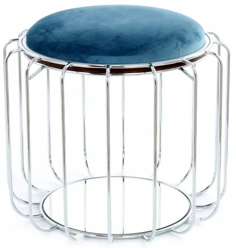 Taburet tapitat/masuta de cafea rotund/a Comfortable 50x50x45 cm albastru