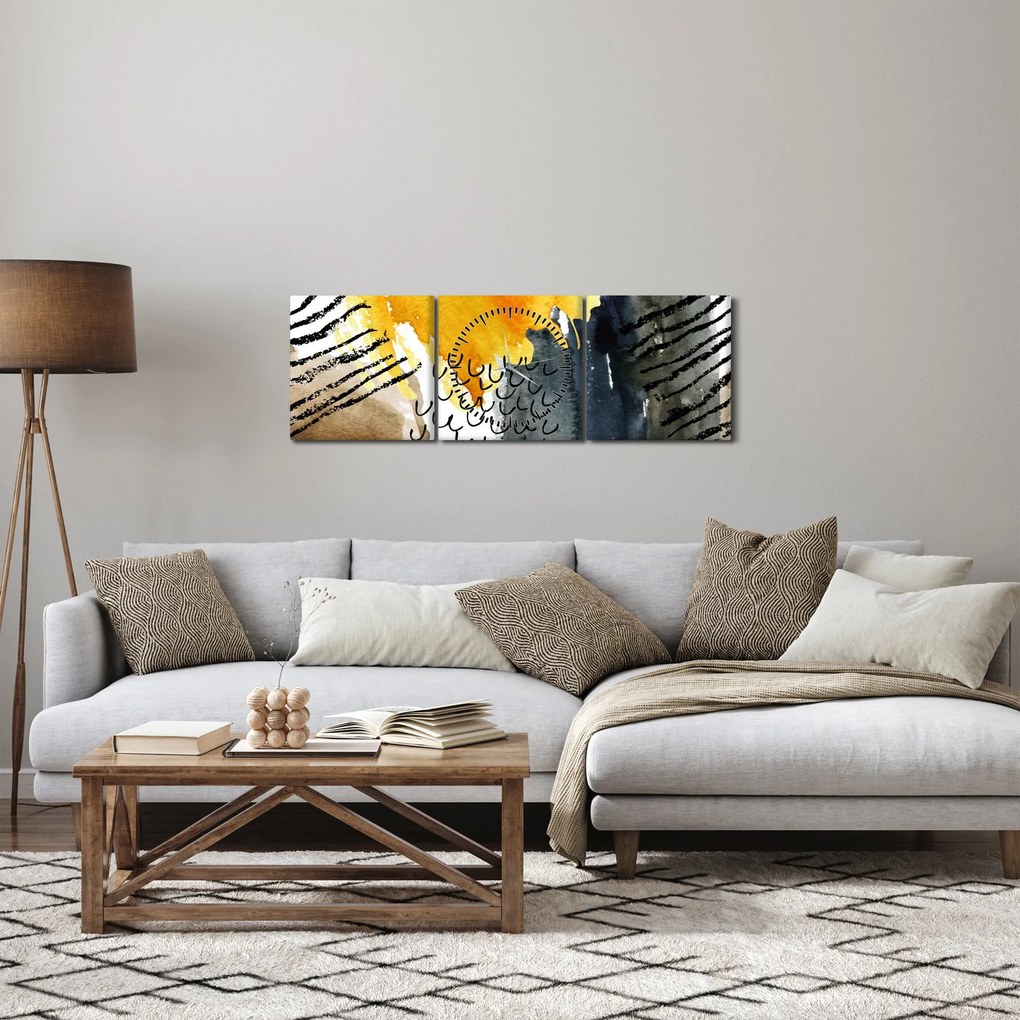 Tablou - Acuarelă abstractă (cu ceas) (90x30 cm)