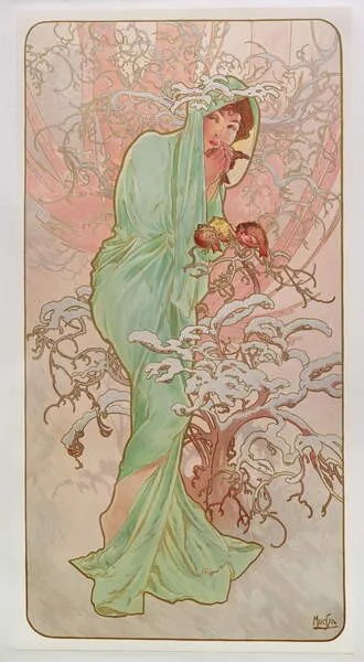 Reproducere The Seasons: Winter, Mucha, Alphonse Marie