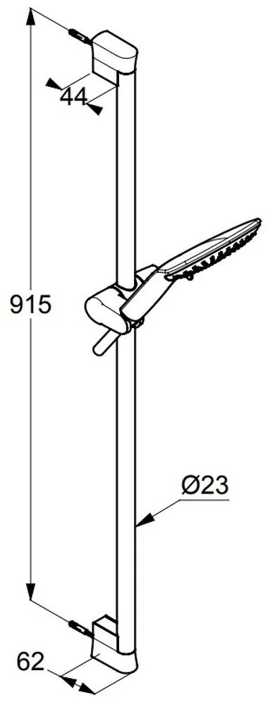 Set de dus Kludi Fizz 3S cu bara 90 cm, para si furtun crom lucios Crom lucios