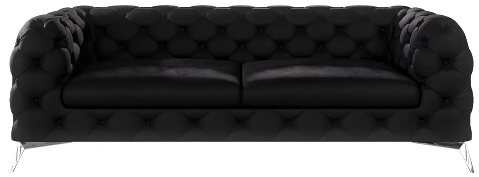 Canapea neagră cu tapițerie din catifea 225 cm Chelsea – Ropez
