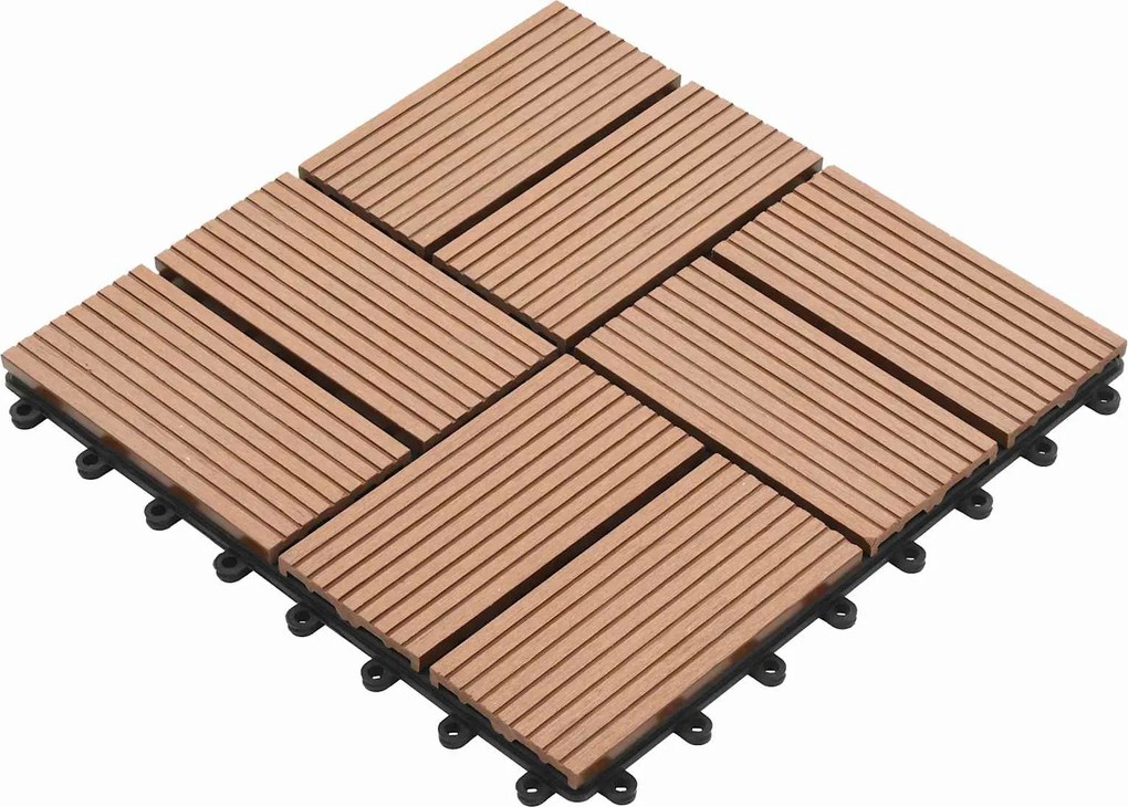 vidaXL Plăci pentru Deck 11 pcs Maro 30 x 30 cm Lemn compozit