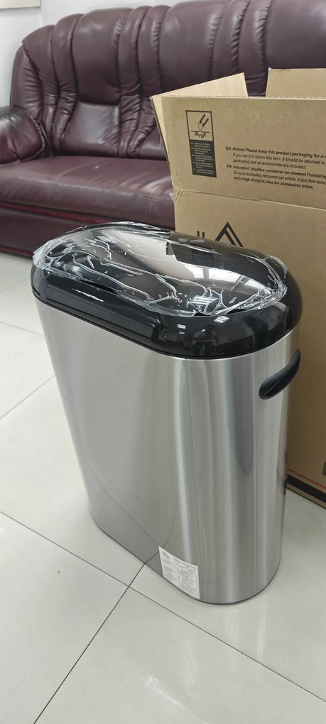 HOMCOM Coș de gunoi automat cu senzor cu infraroșu, 50 l, din oțel inoxidabil anti-amprentă, cu închidere amortizată, argintiu | Aosom Romania