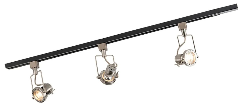 Șină inteligentă monofazată neagră cu oțel inclusiv 3 GU10 WiFi - Suplux