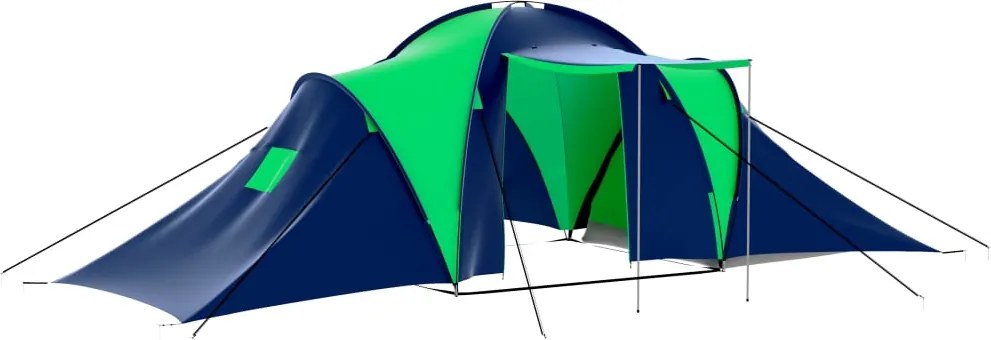 vidaXL Cort camping din material textil, 9 persoane, albastru și verde