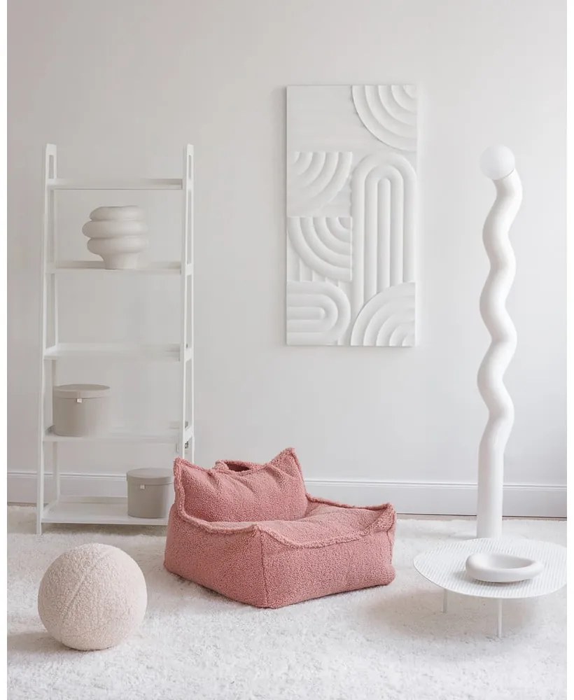 Fotoliu puf pentru copii roz cu tapițerie din țesătură bouclé Chair – Wigiwama