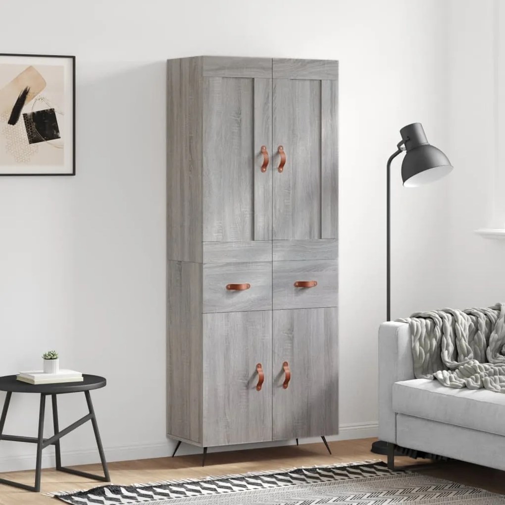 vidaXL Dulap înalt, gri sonoma, 69,5x34x180 cm, lemn compozit