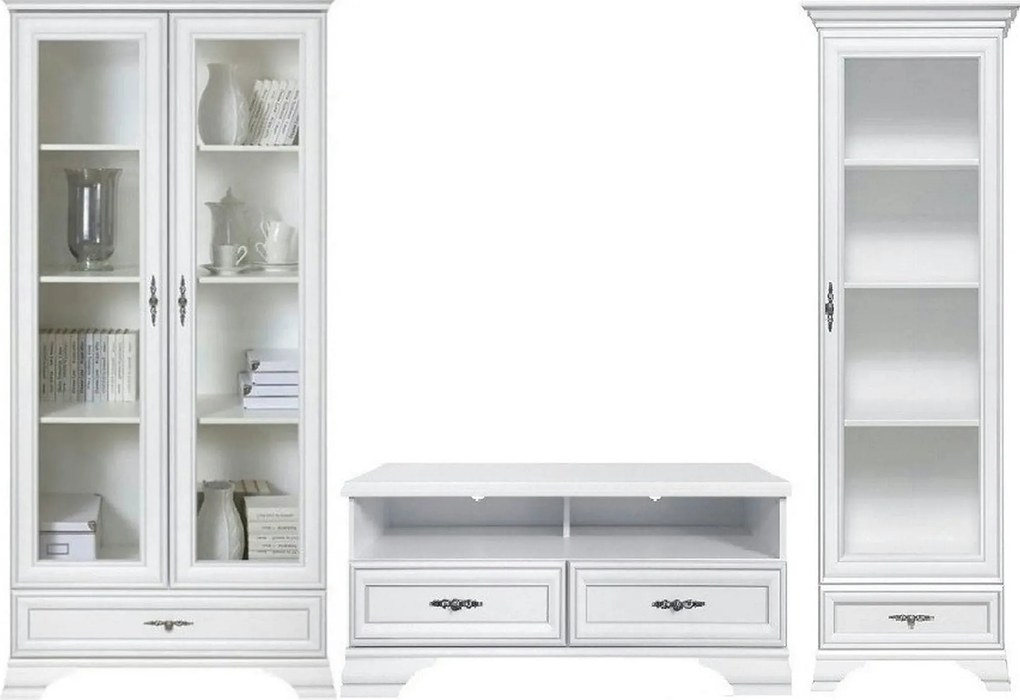 Mobilier living alb clasic IDENTO 3, PAL melaminat, 3 piese