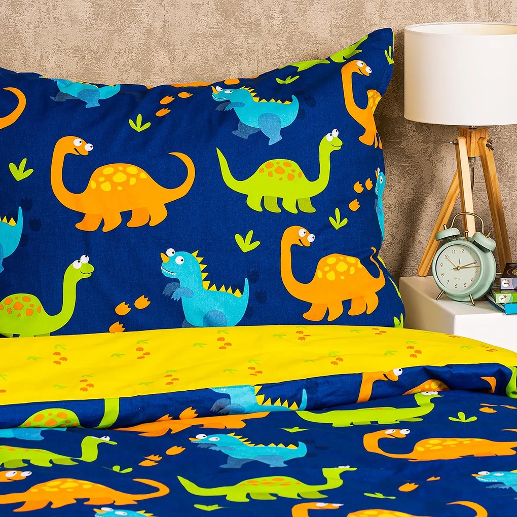 Lenjerie de pat copii, din bumbac, 4Home Dino, 140 x 200 cm, 70 x 90 cm