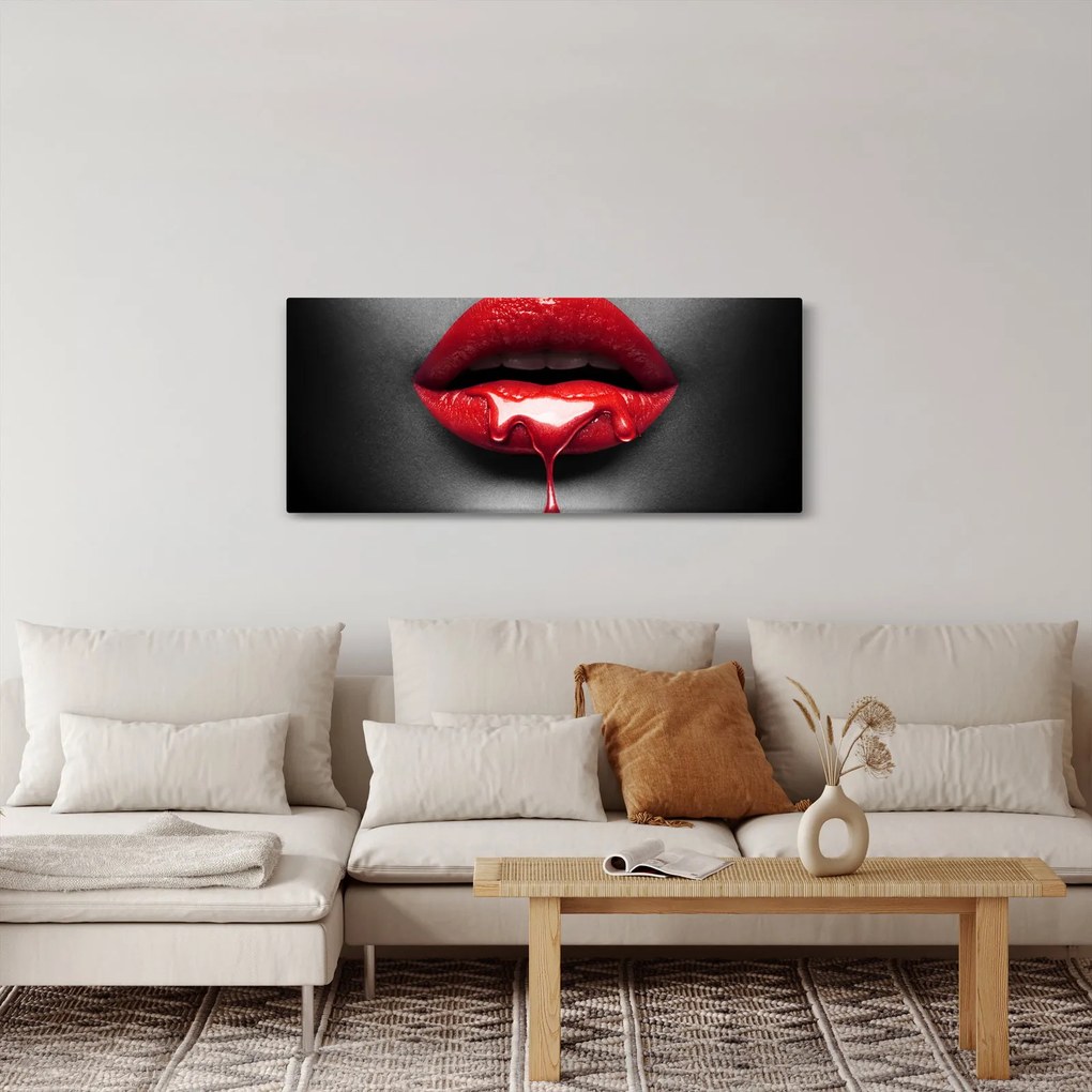 Tablou cu buze de femeie (120x50 cm)