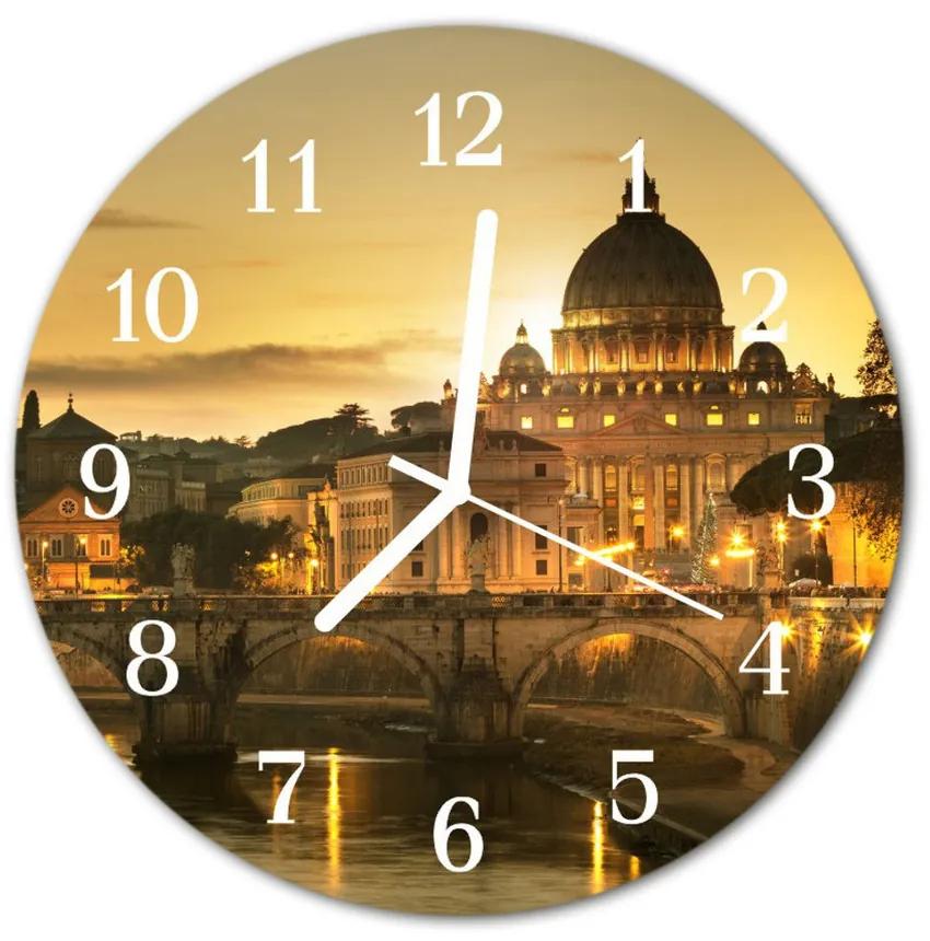 Ceas de perete din sticla rotund Basilica Arhitectura Brown