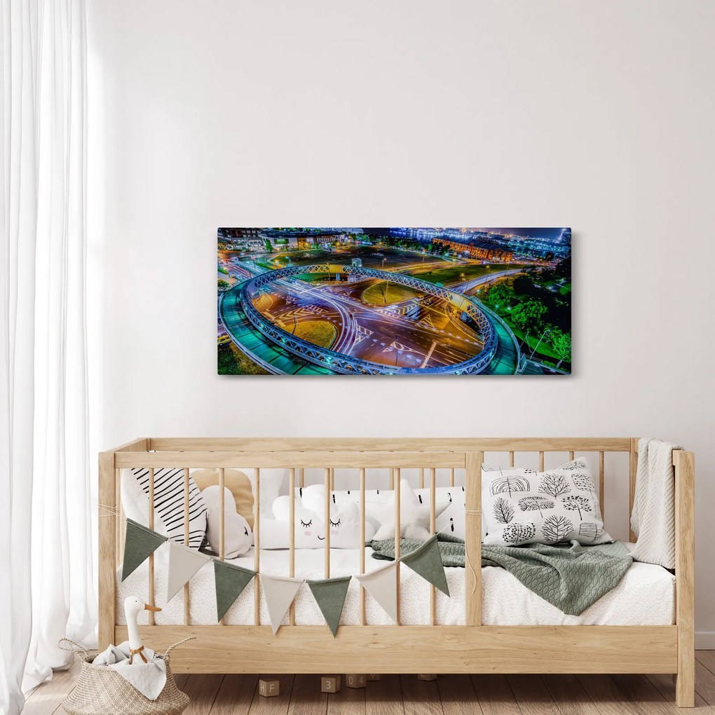 Tablou panorama orașului nocturn (120x50 cm)