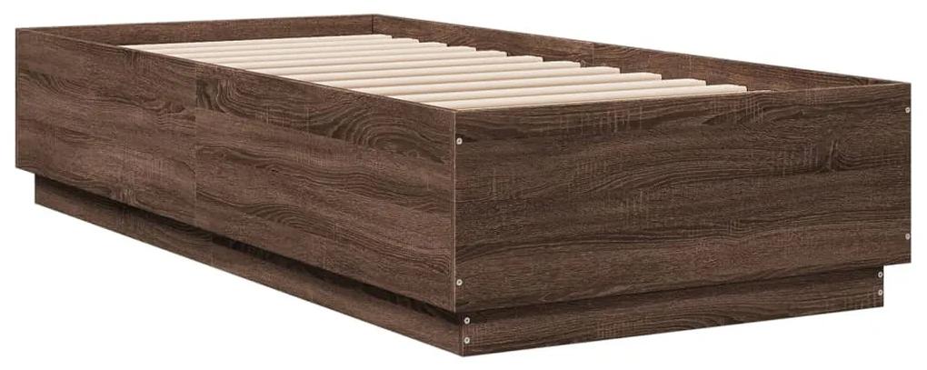 3209729 vidaXL Cadru de pat, stejar maro, 90x200 cm, lemn prelucrat