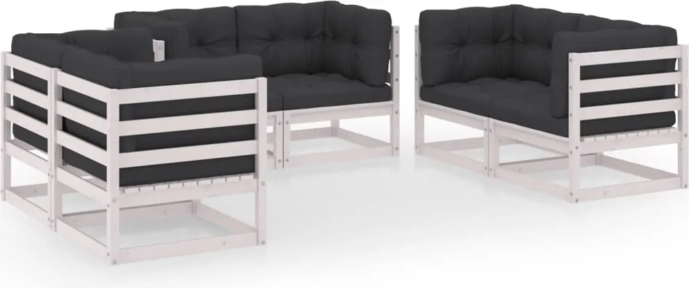 vidaXL Set mobilier de grădină cu perne, 6 piese, lemn masiv de pin