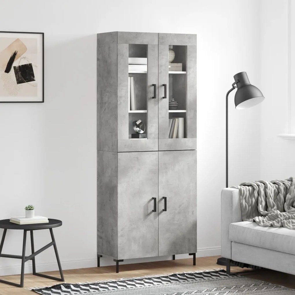 vidaXL Dulap înalt, gri beton, 69,5x34x180, lemn compozit