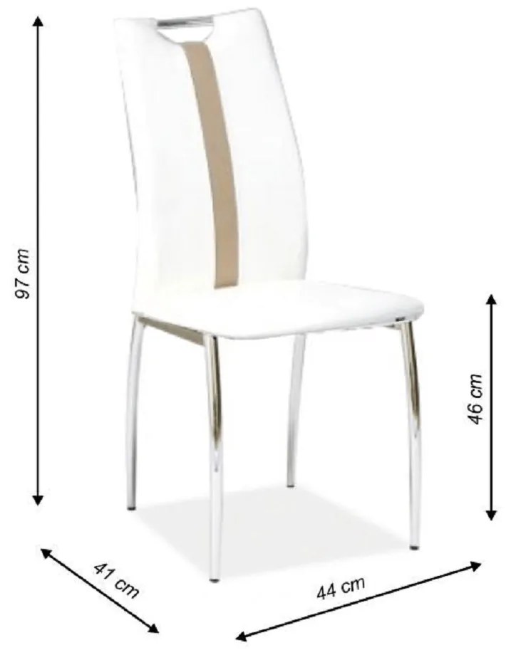 Scaun, alb   bej, piele ecologica   crom, SIGNA