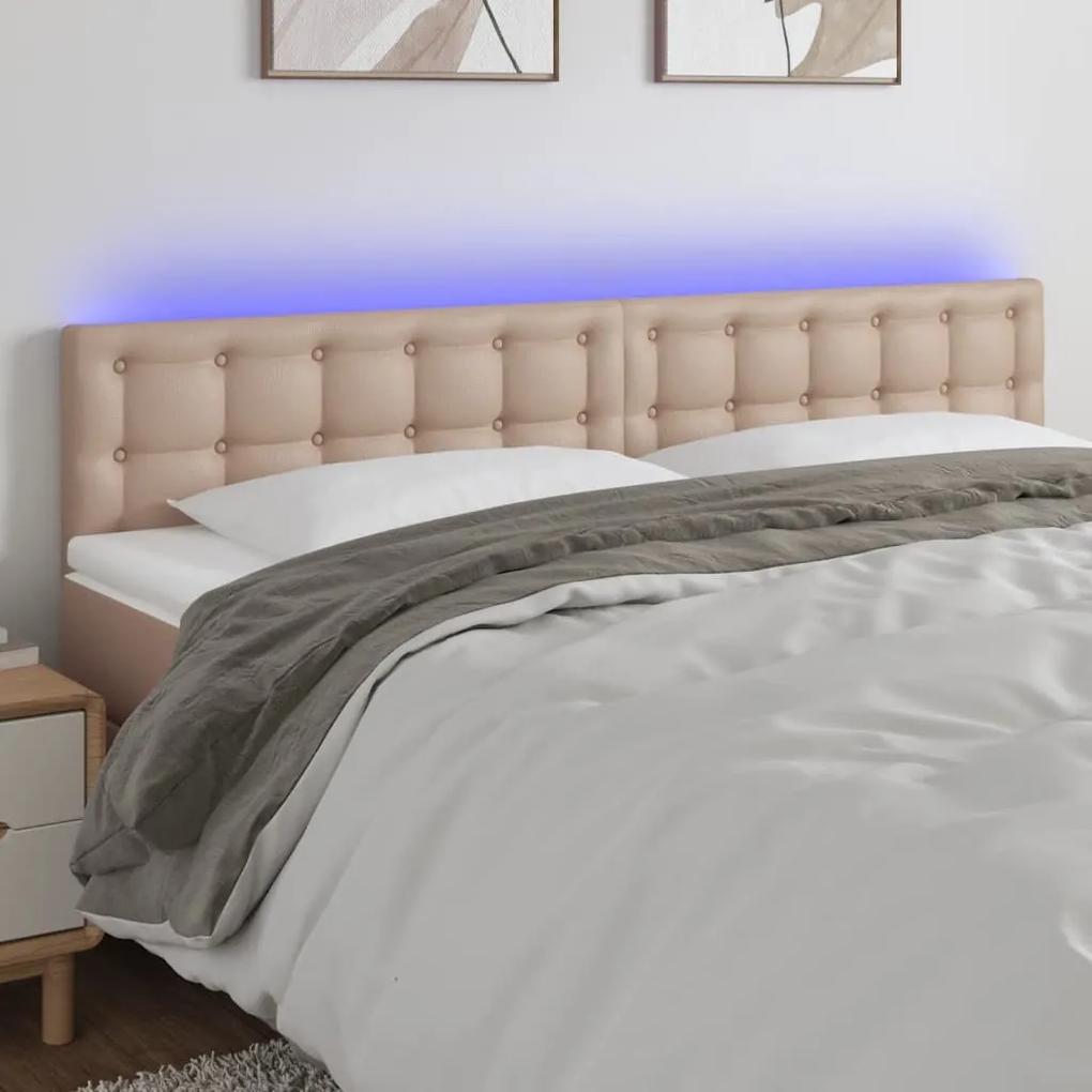3121713 vidaXL Tăblie de pat cu LED cappuccino 160x5x78/88 cm piele ecologică