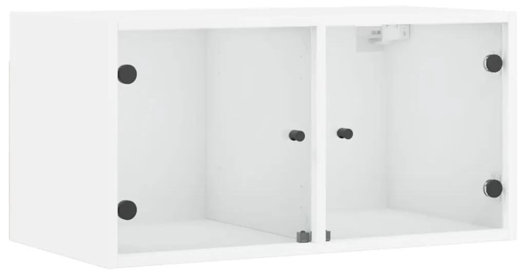 836497 vidaXL Dulap de perete cu uși din sticlă, alb, 68,5x37x35 cm