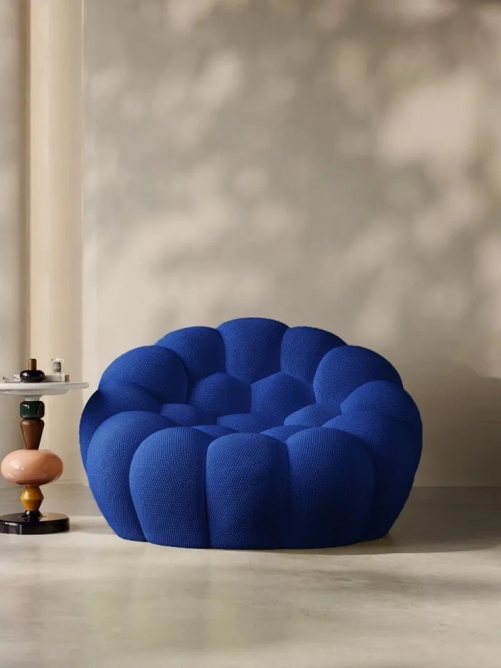 Fotoliu Bubble Ball (Fagure) din spumă cu memorie HD – design modern și confort premium (Culoare: Albastru)