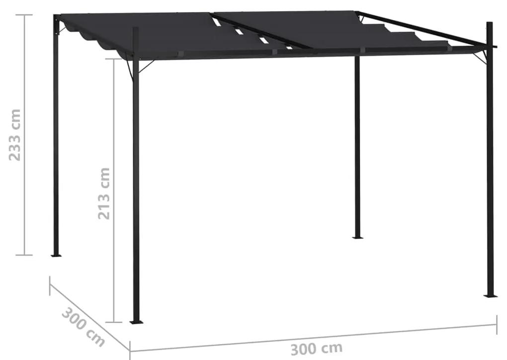 Pavilion cu acoperis retractabil, antracit, 300x300x233 cm Antracit, 300 x 300 x 233 cm