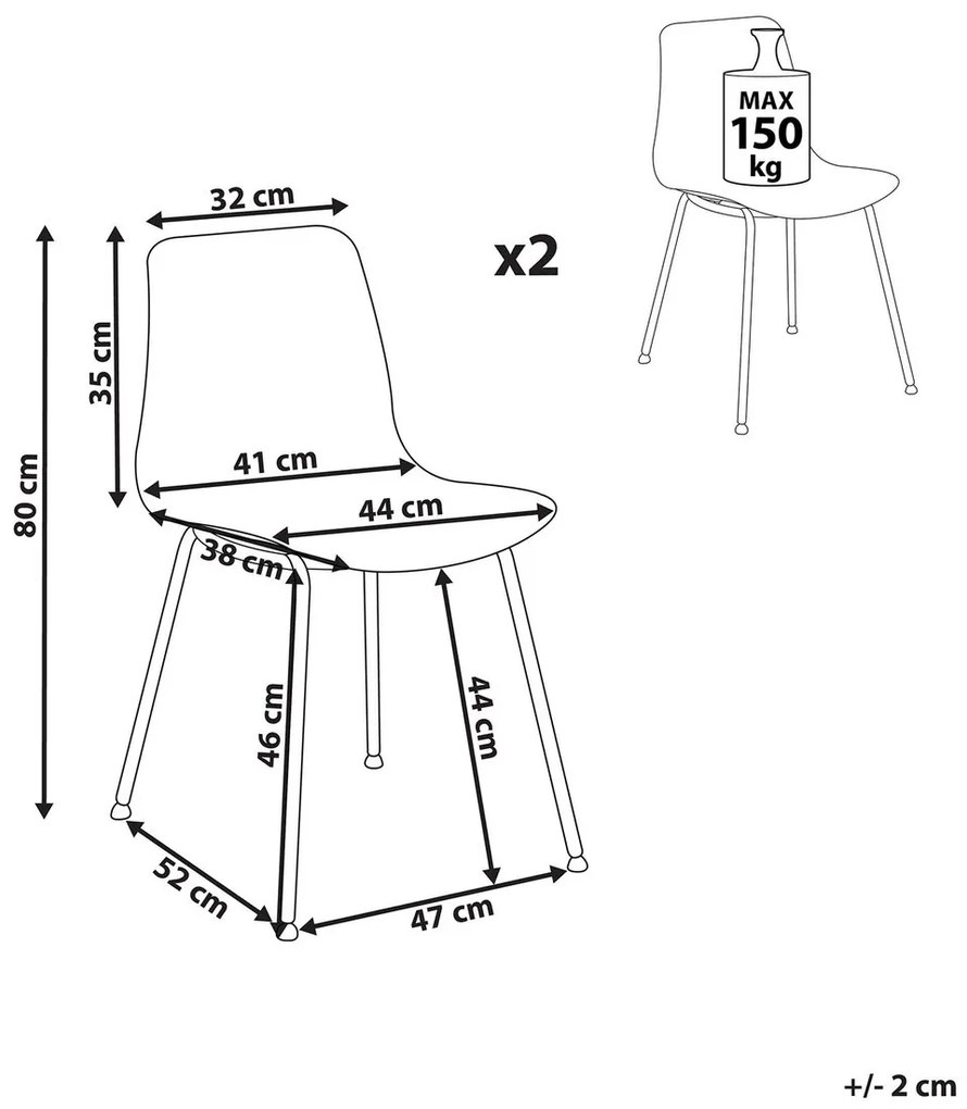 Set 2 buc scaune de sufragerie Looza (alb). 1081006