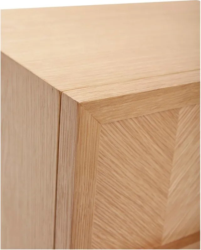 Noptieră în culoare naturală din lemn de stejar Herringbone – Hübsch