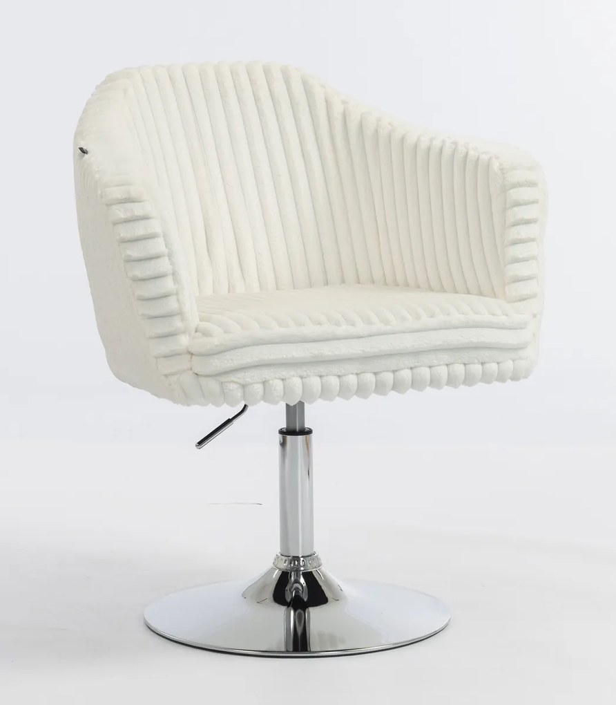 HR832N Scaun Alb Teddy Cord cu Bază Cromata