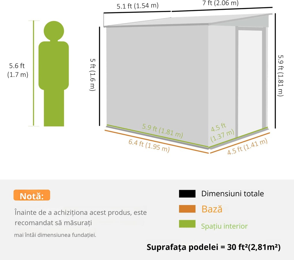 Outsunny Casă din Metal Galvanizat 7 x 5ft, cu Ușă Glisantă | Aosom Romania