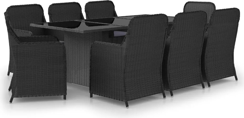 vidaXL Set mobilier de grădină, 9 piese, poliratan