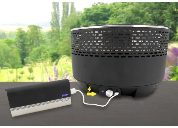 Grătar de masă cu cărbuni 4xAA/USB negru