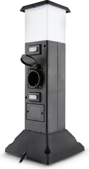 Brilagi - Lampă de exterior cu 2 prize SCHUKO, soclu 1xE14/15W/230V, IP44, neagră