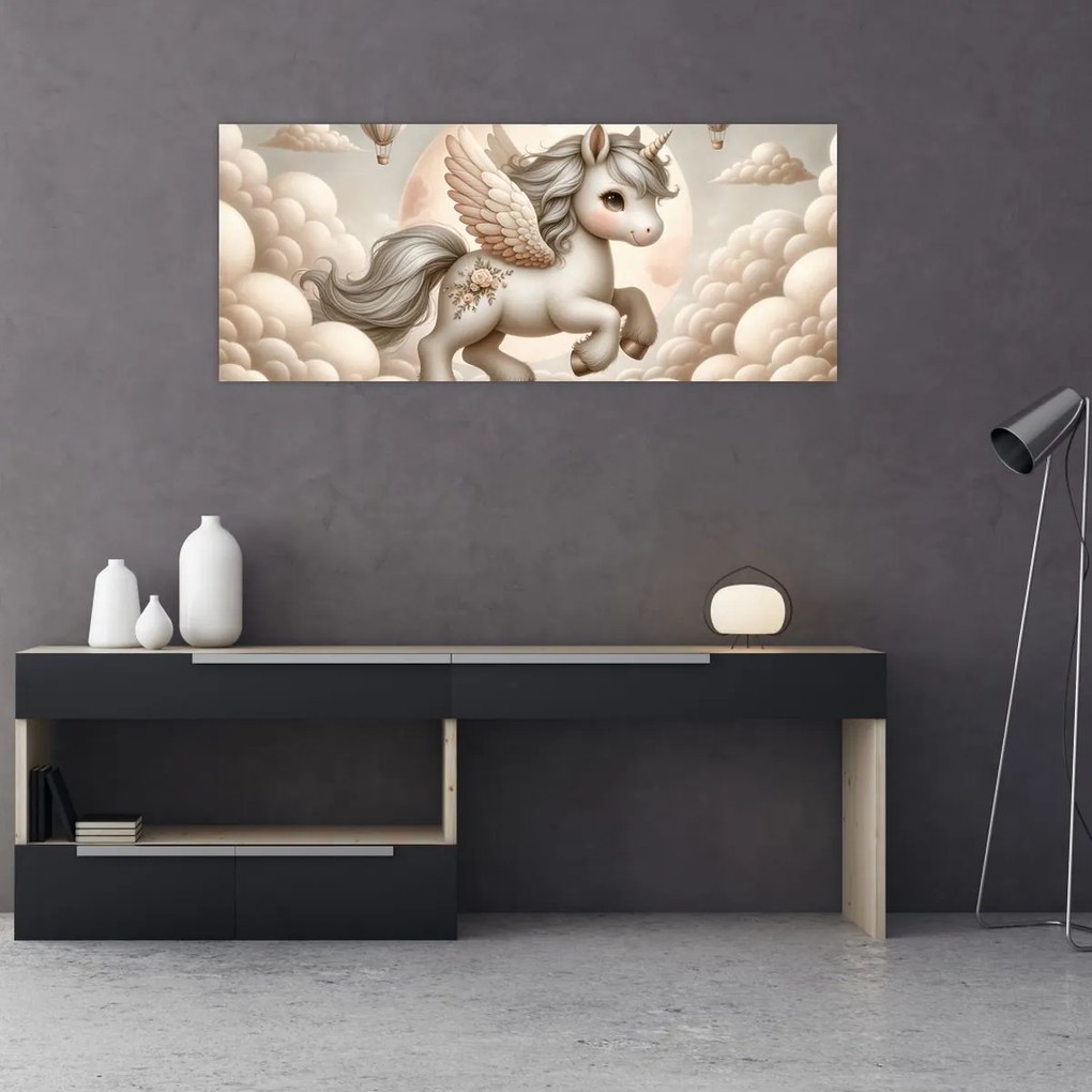 Tablou - Inorog în nori (120x50 cm)