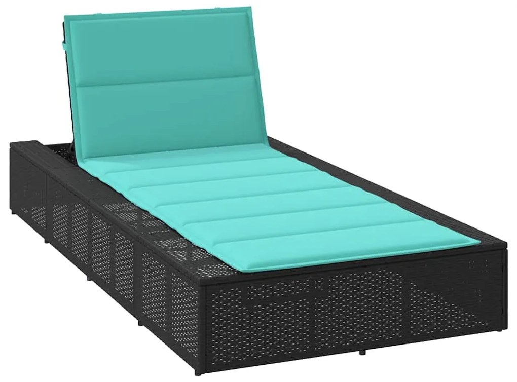 vidaXL Sezlong cu pernă plutitoare Rattan poli negru