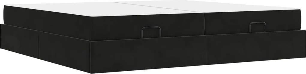 vidaXL Cadru de pat cu saltea cu saltea 2 pcs Negru Catifea