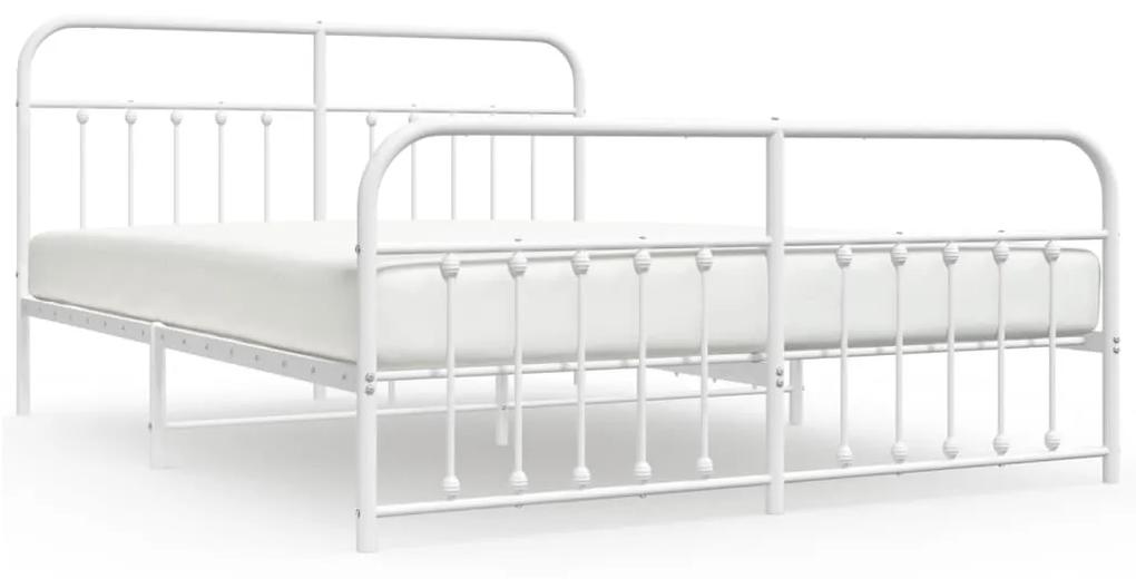 352649 vidaXL Cadru de pat metalic cu tăblie de cap/picioare, alb, 180x200 cm