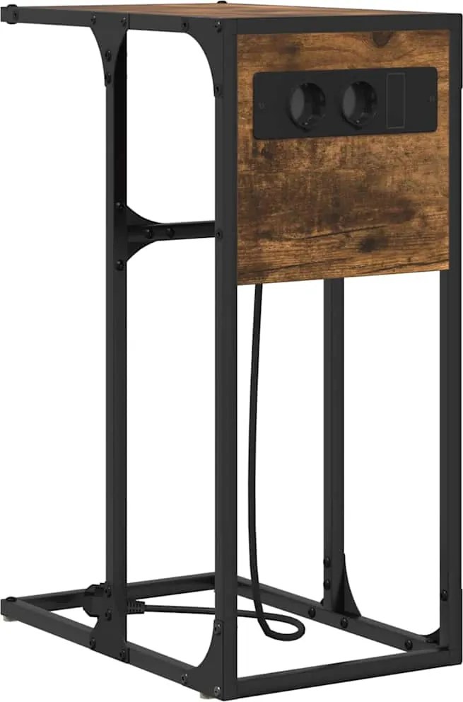 vidaXL Dulap de noapte Stejar fumuriu 41,5 x 26 x 60,5 cm