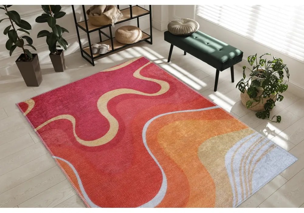Covor roșu-portocaliu lavabil 80x150 cm Colors of Joy – Vitaus