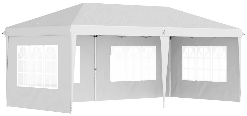 Outsunny Foisor de gradina cu ferestre, inaltime reglabila cu pereti detasabili, 585x295x270cm alb | AOSOM RO