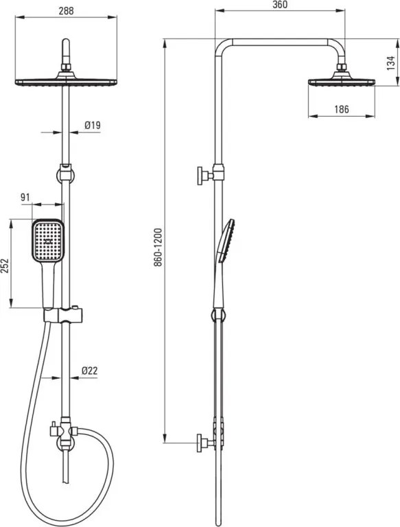 🚿 TUBO – Pălărie de duș 1-funcție, finisaj cromat (NUT_05XM) 🛁