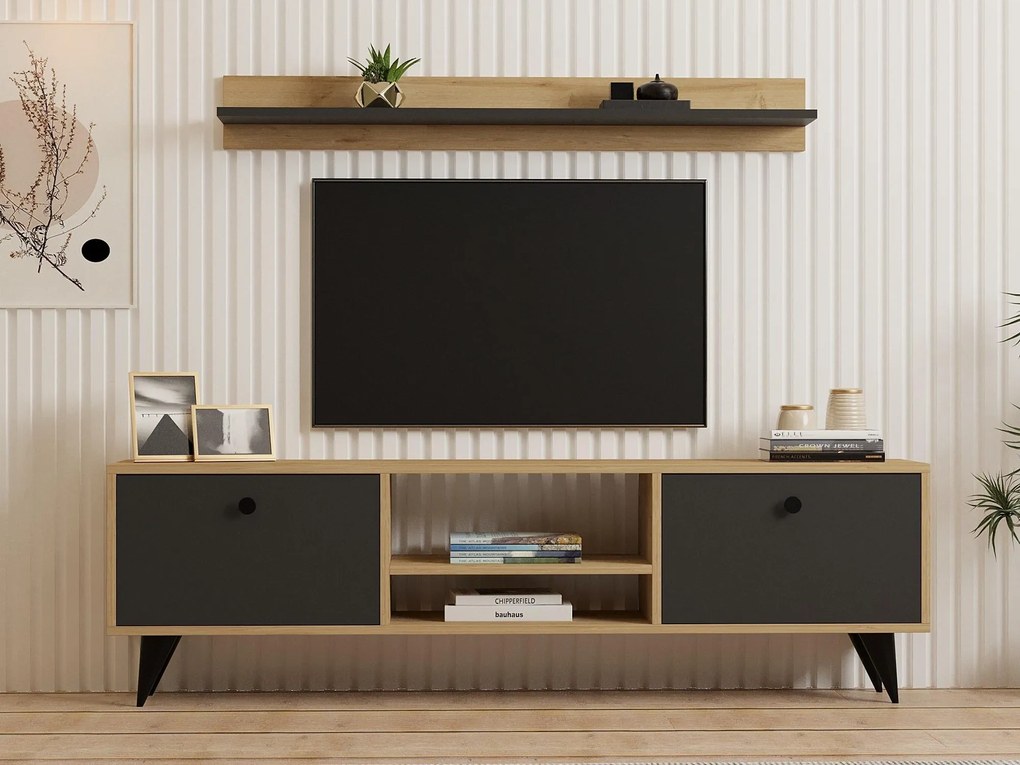 Mobilier living Nateda (stejar zafir + antracit) . 1095565