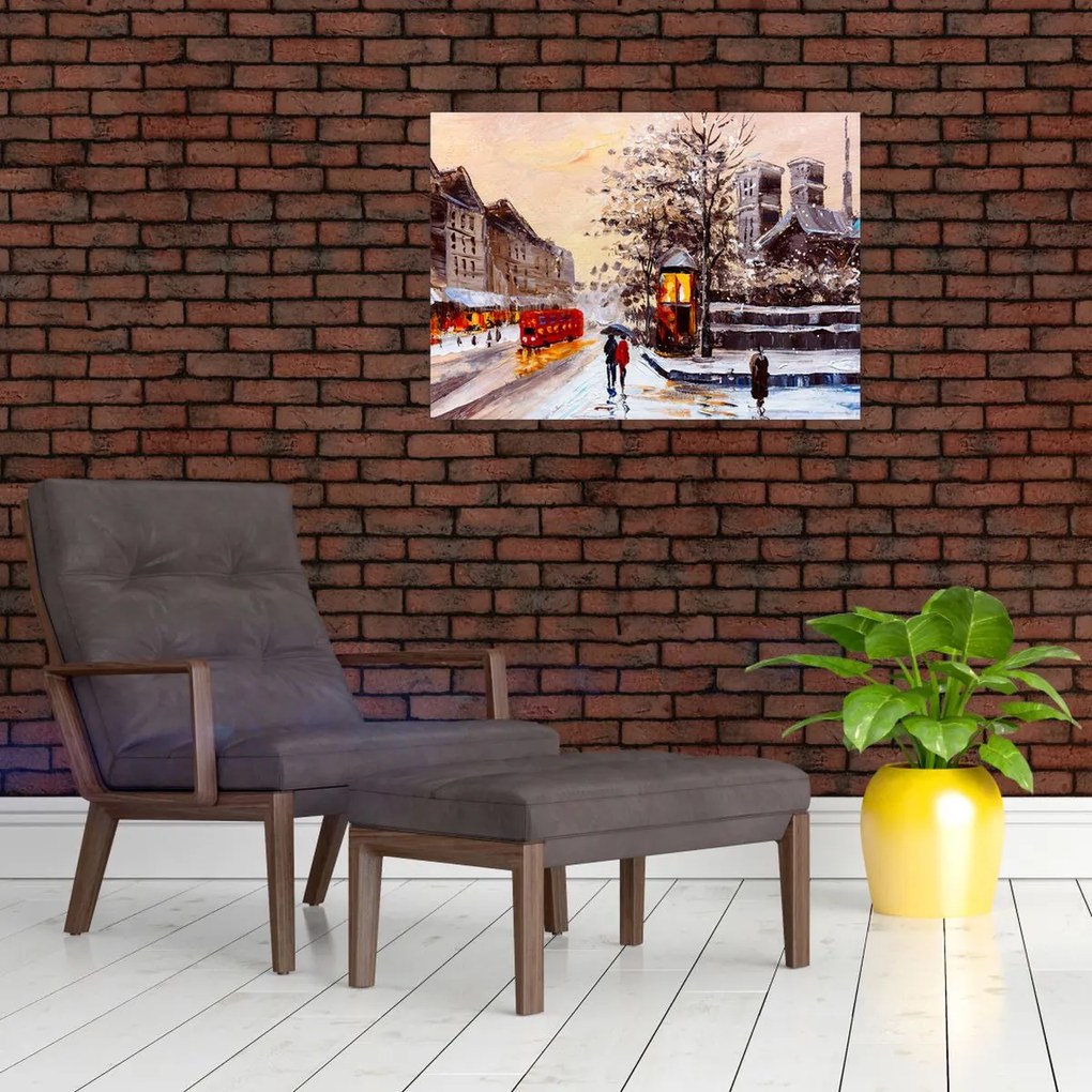 Tablou - Pictură oraș iarna (70x50 cm)