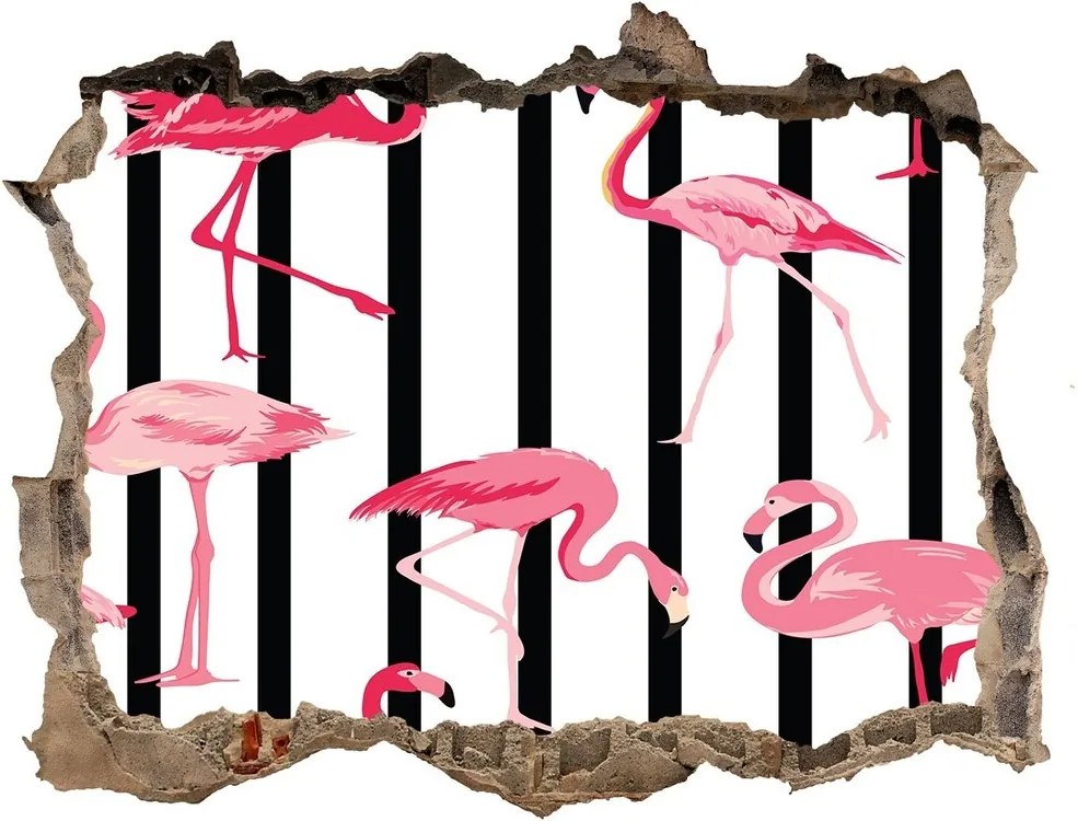 Fototapet 3D gaură în perete Baruri flamingos