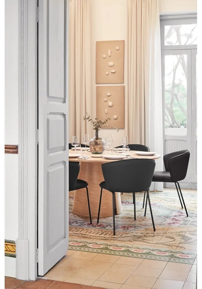 Set de scaune de sufragerie negru 2 buc. tapițat Add – Teulat