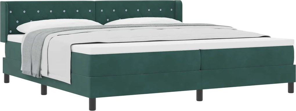 vidaXL Pat cu arcuri cu saltea Verde închis 200 x 200 cm Catifea