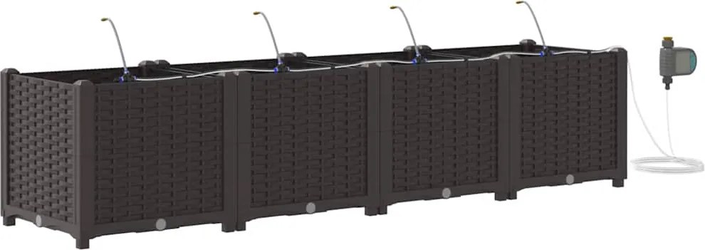 vidaXL Vază pentru Grădină 4 pcs Maro Oțel