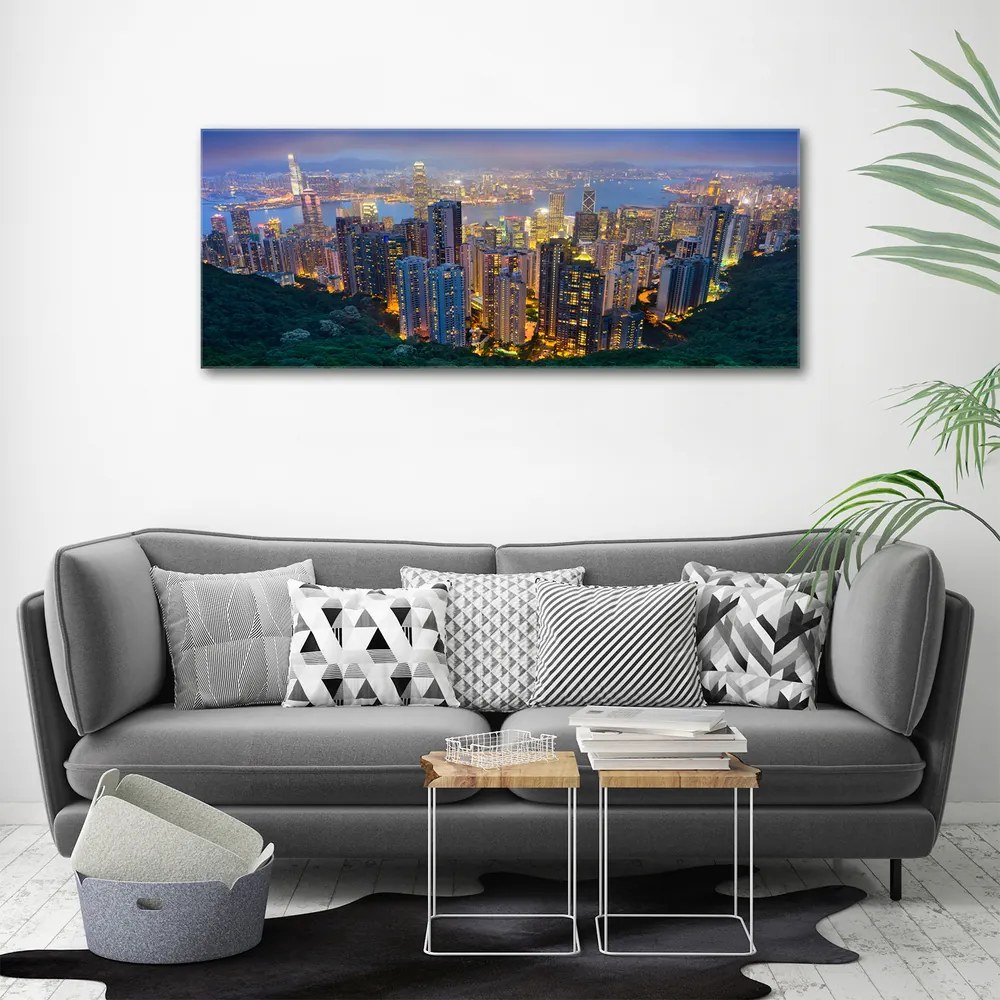 Print pe canvas Hong kong pe timp de noapte